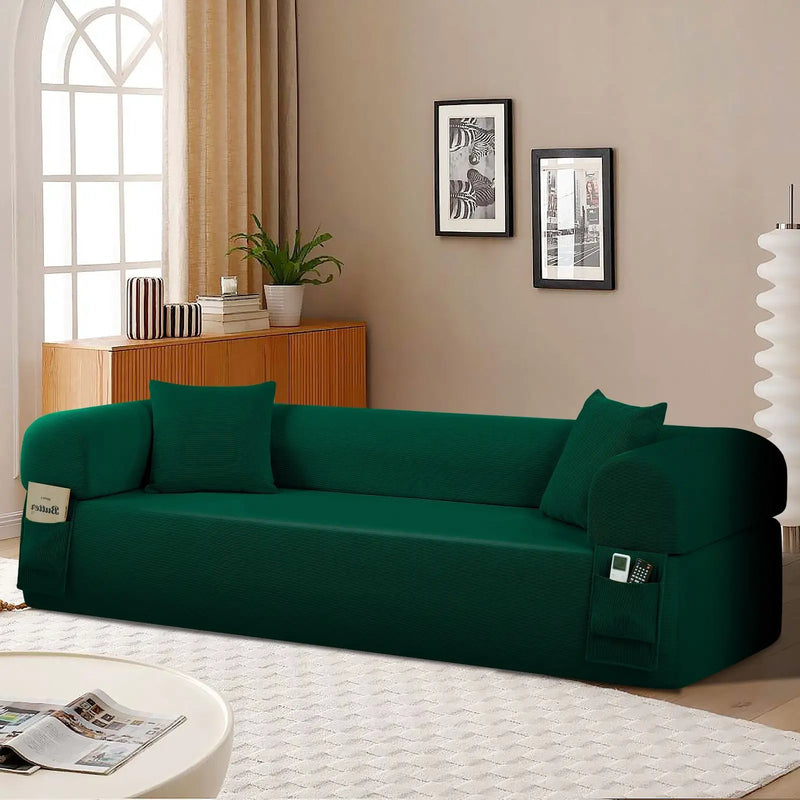 Spring Sofa with High-Quality Fabric in Green by HouseOfZazla