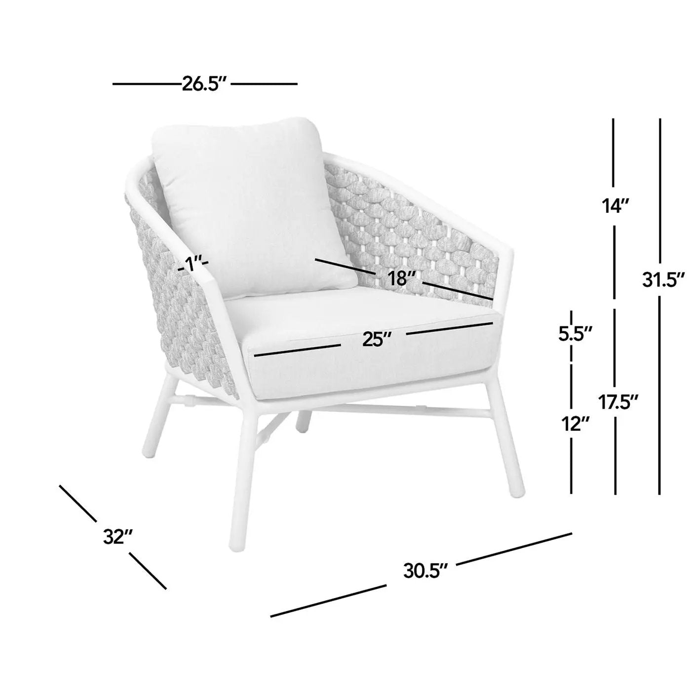 Rowan - Rope Barrel Back Patio Accent Arm Chair (Set of 2) - Optic White by Unique Piece Furniture