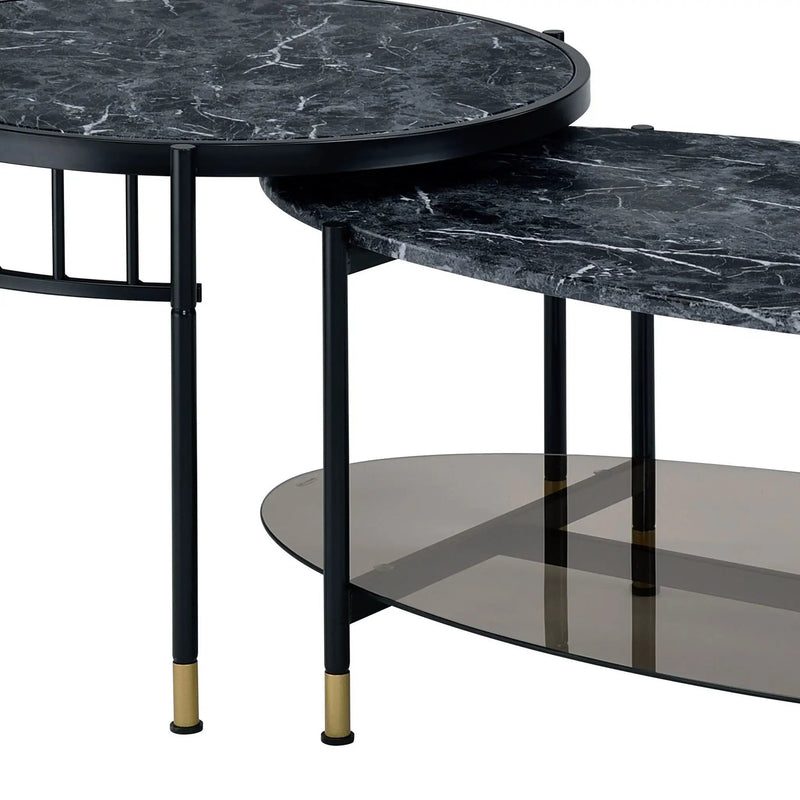 Silas - Engineered Stone Top Nesting Table - Black by Unique Piece Furniture
