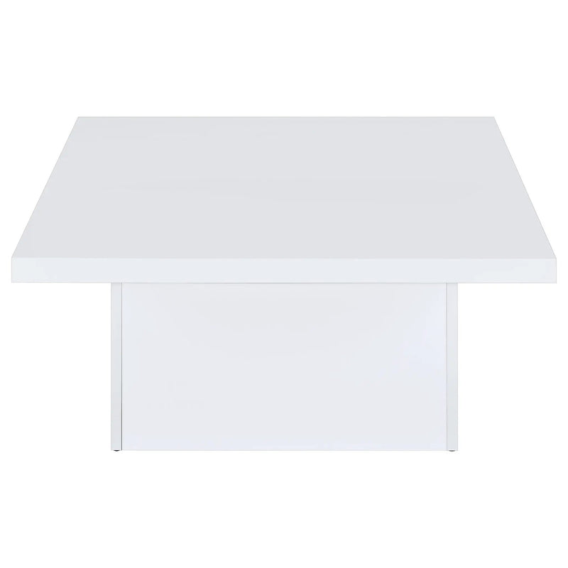 Devar Square Engineered Wood Coffee Table White High Gloss by Unique Piece Furniture