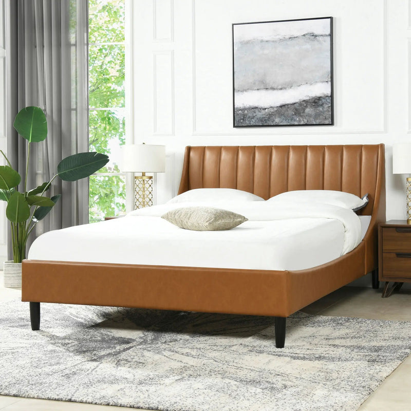 Aspen - Vertical Tufted Modern Headboard Platform Bed Set by HouseOfZazla