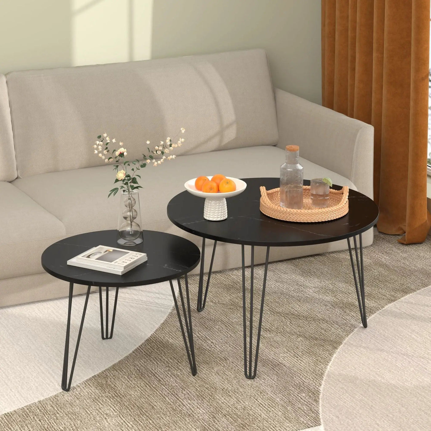 Round Nesting Coffee Table For Living Room (Set of 2) by Unique Piece Furniture