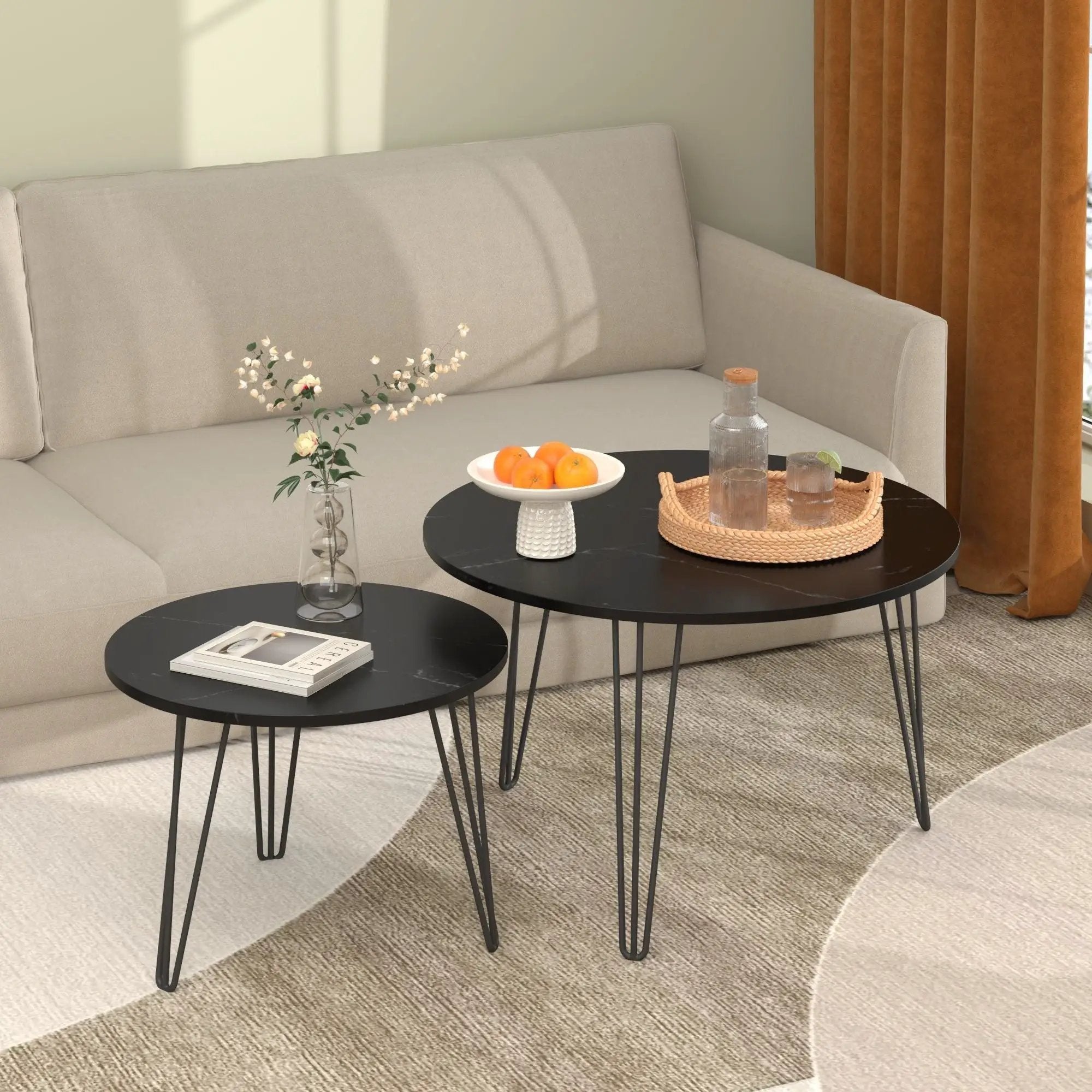 Round Nesting Coffee Table For Living Room (Set of 2) by Unique Piece Furniture