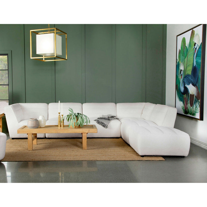 Nevve - 6 Piece Upholstered Tufted Sectional - Ivory by HouseOfZazla