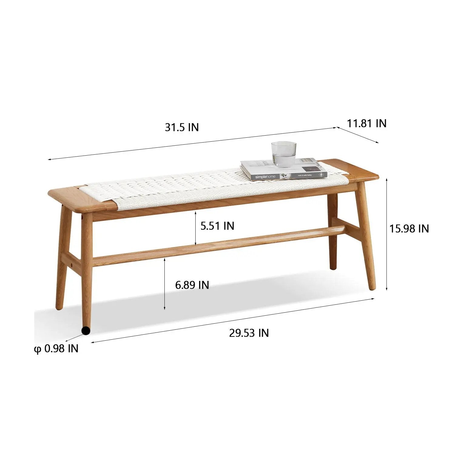 Design Dining Bench Bed Bench For Bedroom - White / Natural Oak by Unique Piece Furniture
