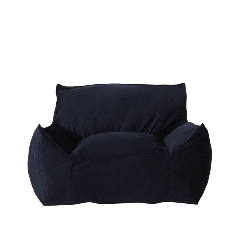 Allea - Velveteen Bean Bag Chair With Armrests - Midnight Blue by Unique Piece Furniture