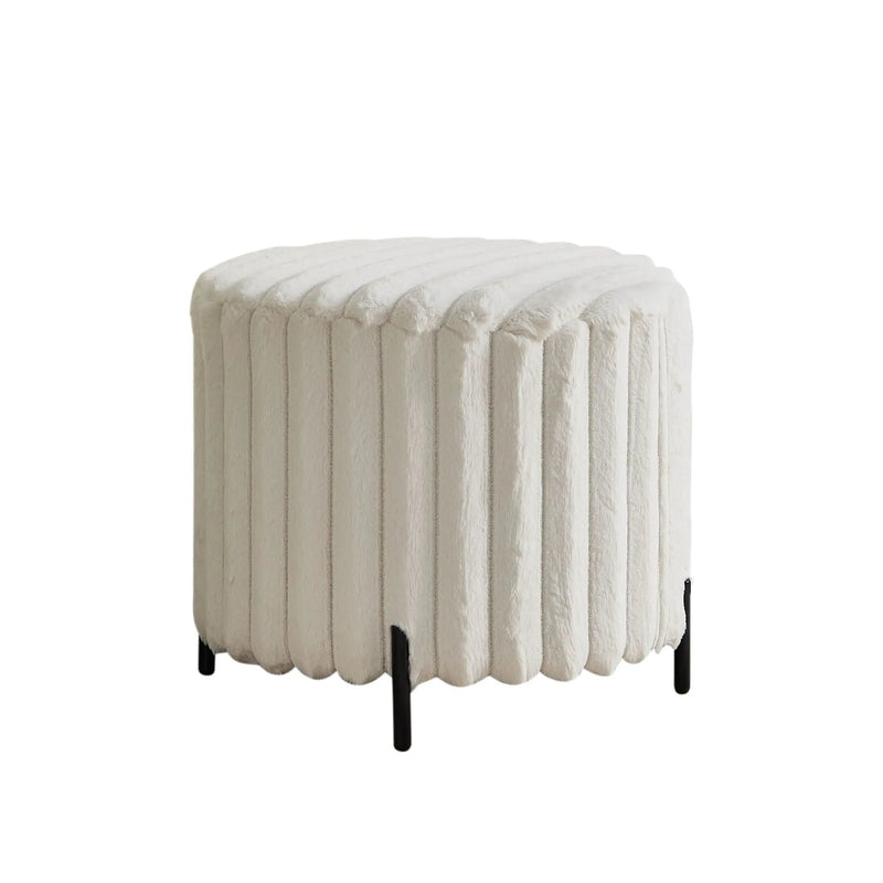 Wide Upholstered Round Pouf Ottoman Foot Rest by Unique Piece Furniture