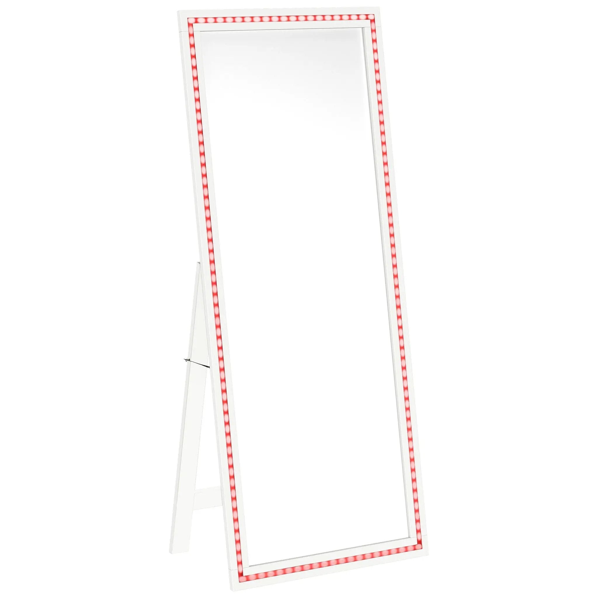 Windrose 28 x 67 Inch Tempered LED Standing Mirror White by Unique Piece Furniture