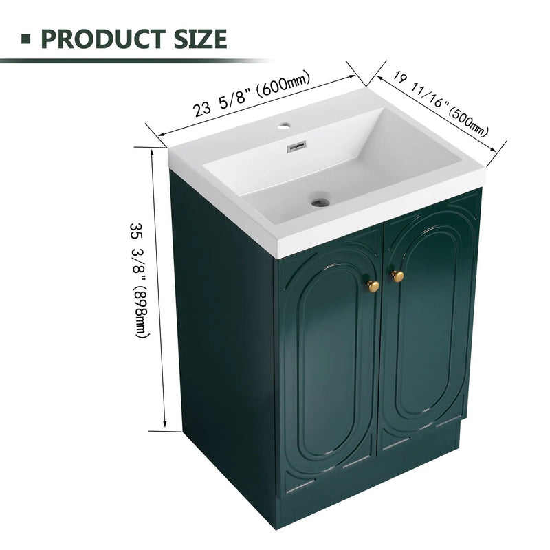 Contemporary Freestanding Bathroom Vanity With Resin Sink & Soft-Close Cabinet Doors by HouseOfZazla