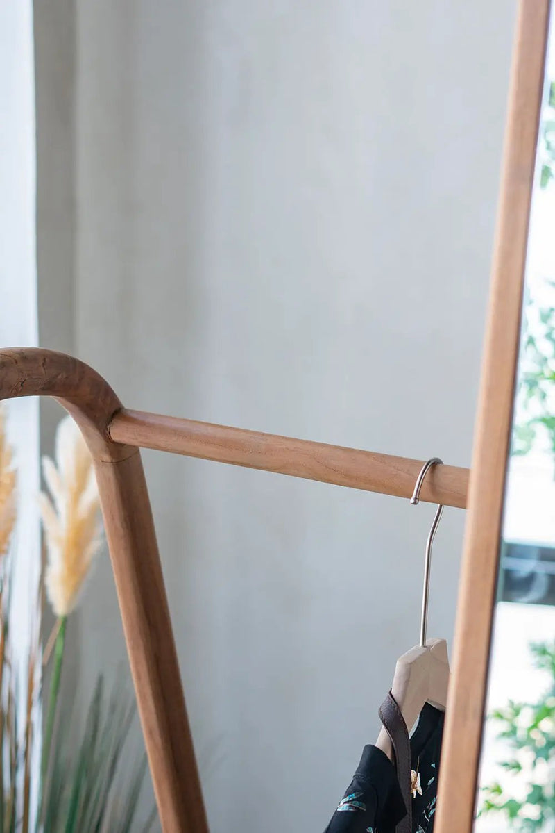 Clothes Hanger With Mirror, Large - Brown by HouseOfZazla