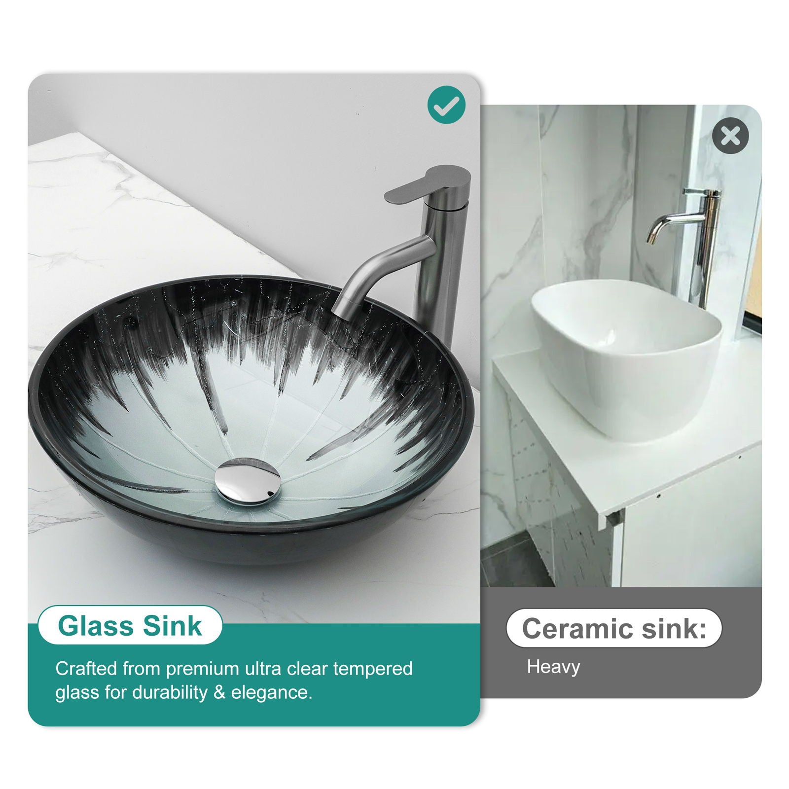 Crackle Vessel Sink With Pop Up Drain, Oval Bathroom Basin - Gray by HouseOfZazla