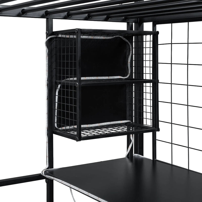 Loft Bed With Built In Work Station, Wardrobe, Storage Staircase And LED by Unique Piece Furniture