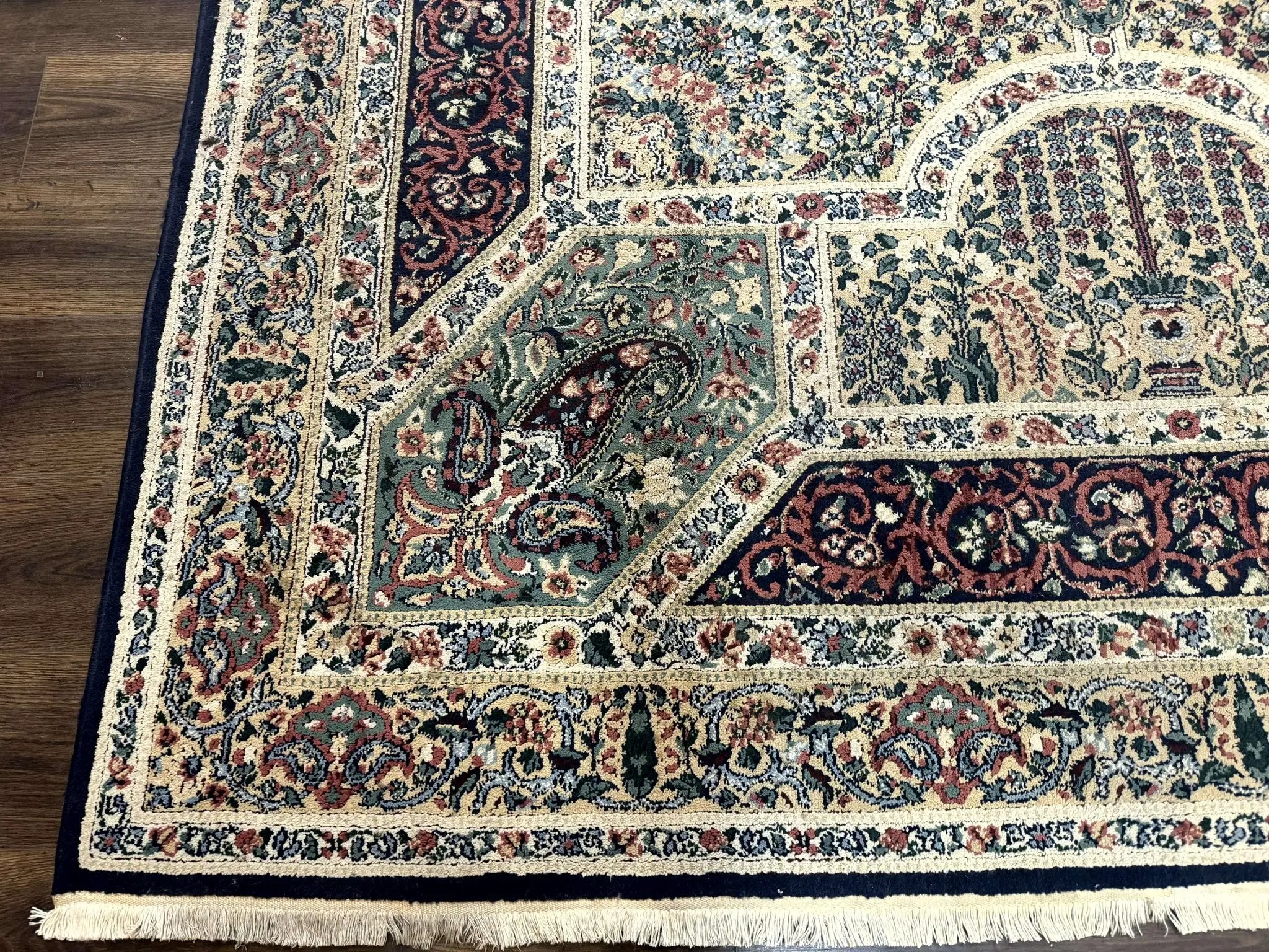 Persian Rug 8x11, Belgium Power Loomed Rug, Kirman Lavar Floral Design, Vintage Rug by Jewel Rugs