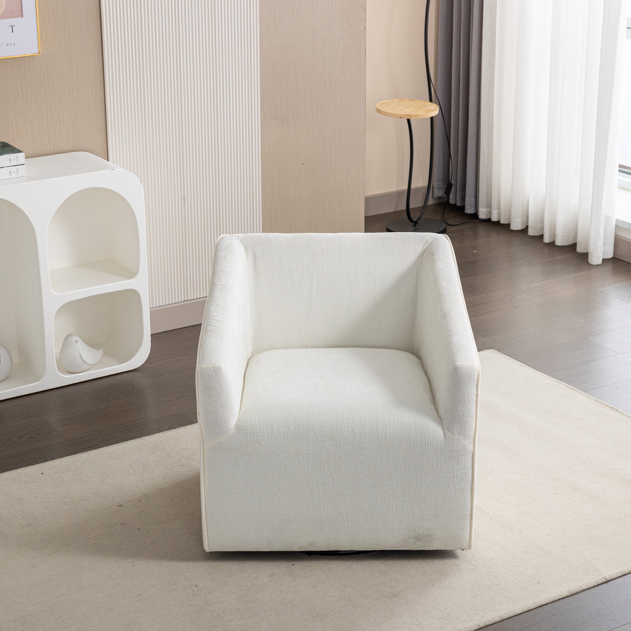 Nice Modern Upholstered Barrel Armchair, 360° Swivel by HouseOfZazla