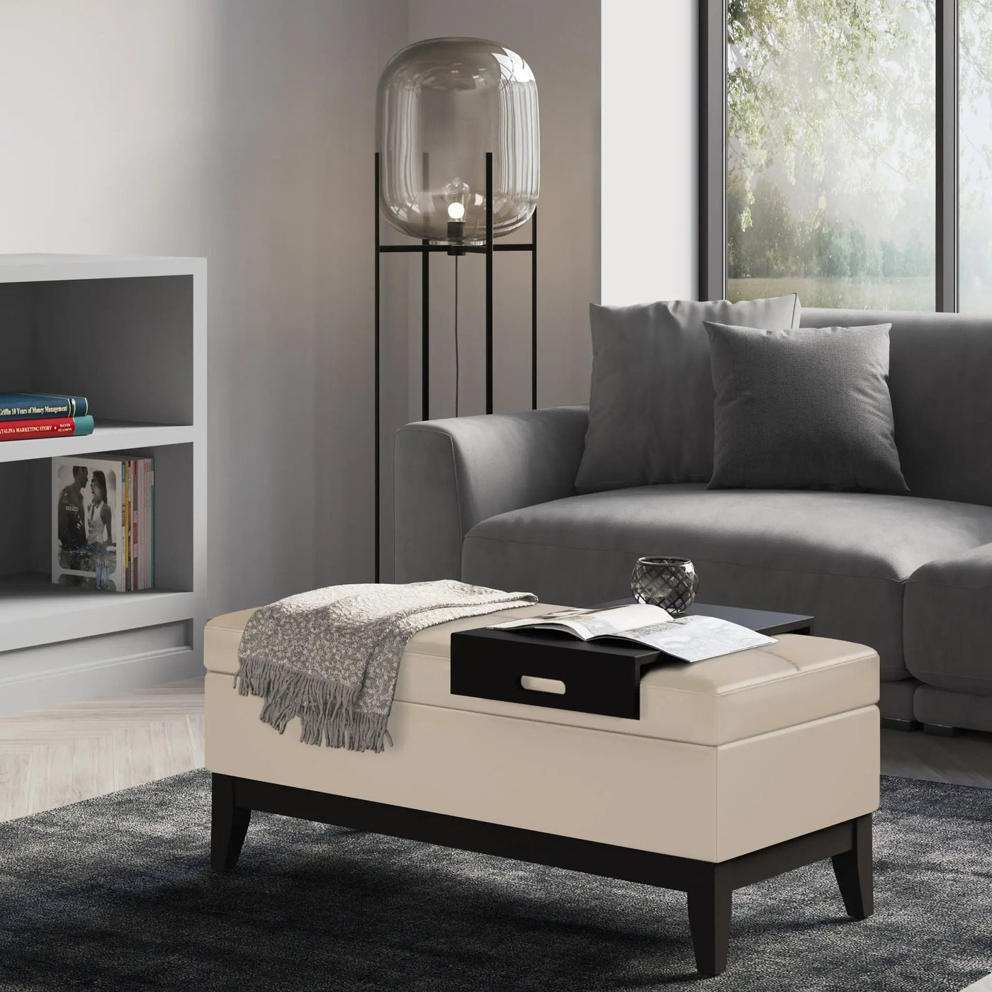 Oregon - Contemporary Storage Ottoman Bench With Tray by Unique Piece Furniture