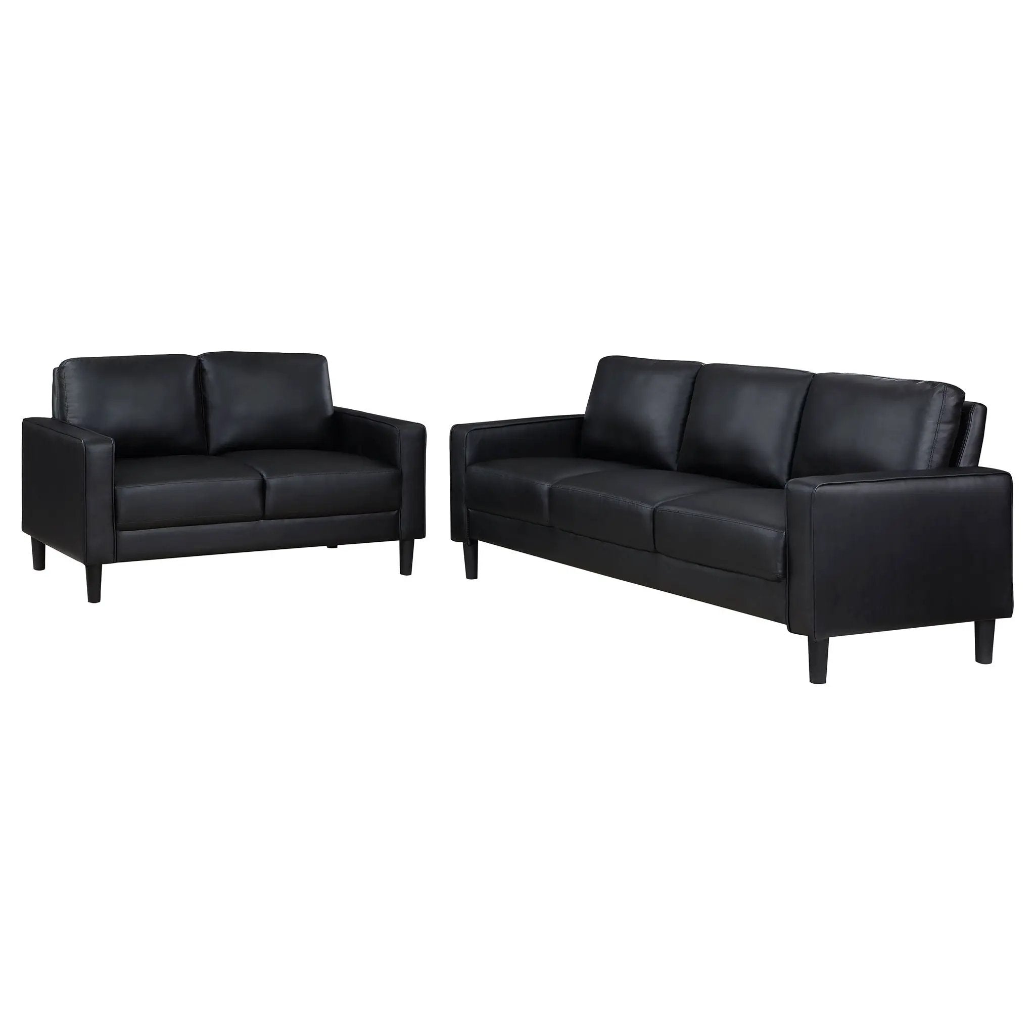 Ruth 2-piece Upholstered Track Arm Sofa Set Black by Unique Piece Furniture