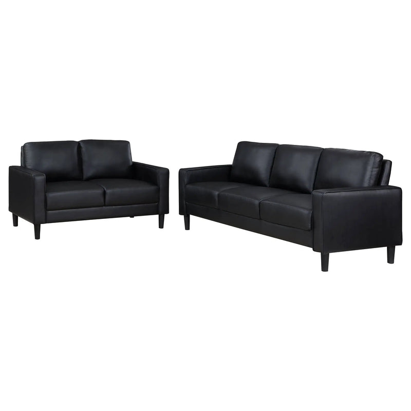 Ruth 2-piece Upholstered Track Arm Sofa Set Black by Unique Piece Furniture