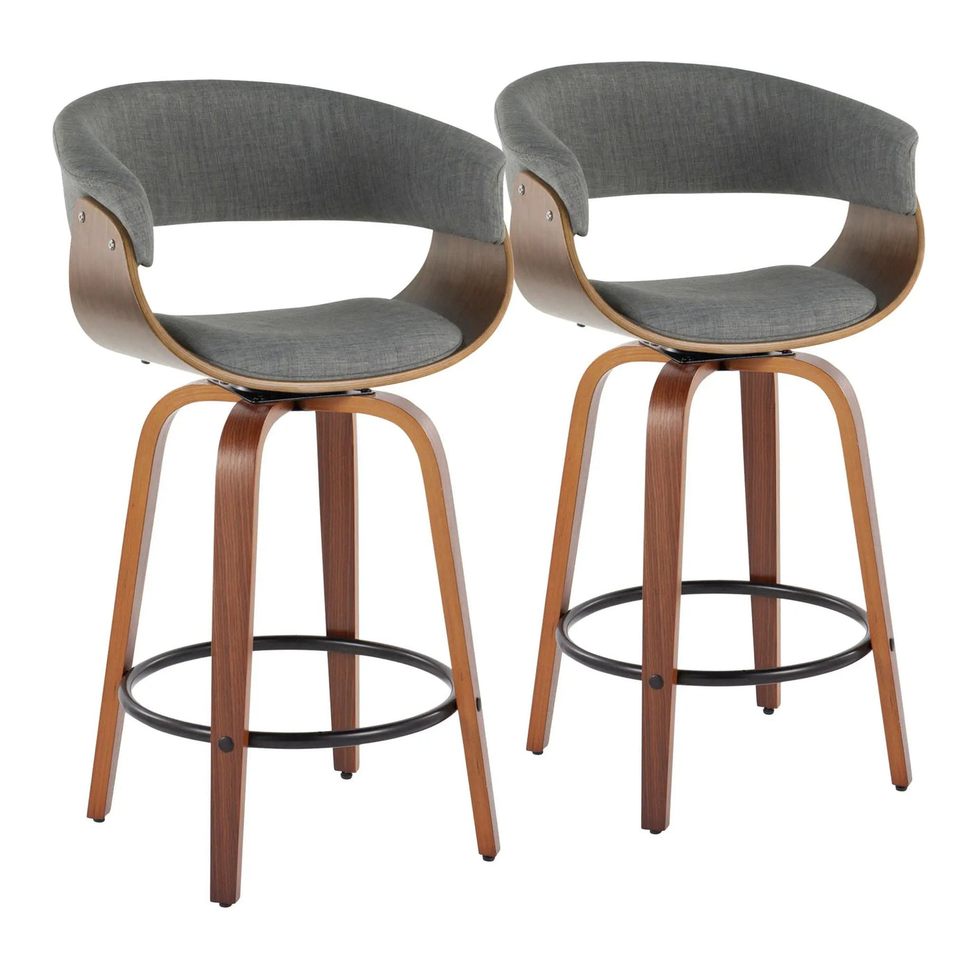 Vintage Mod - Mid Century Modern Fixed Height Counter Stool & Swivel With Round Footrest (Set of 2) by HouseOfZazla