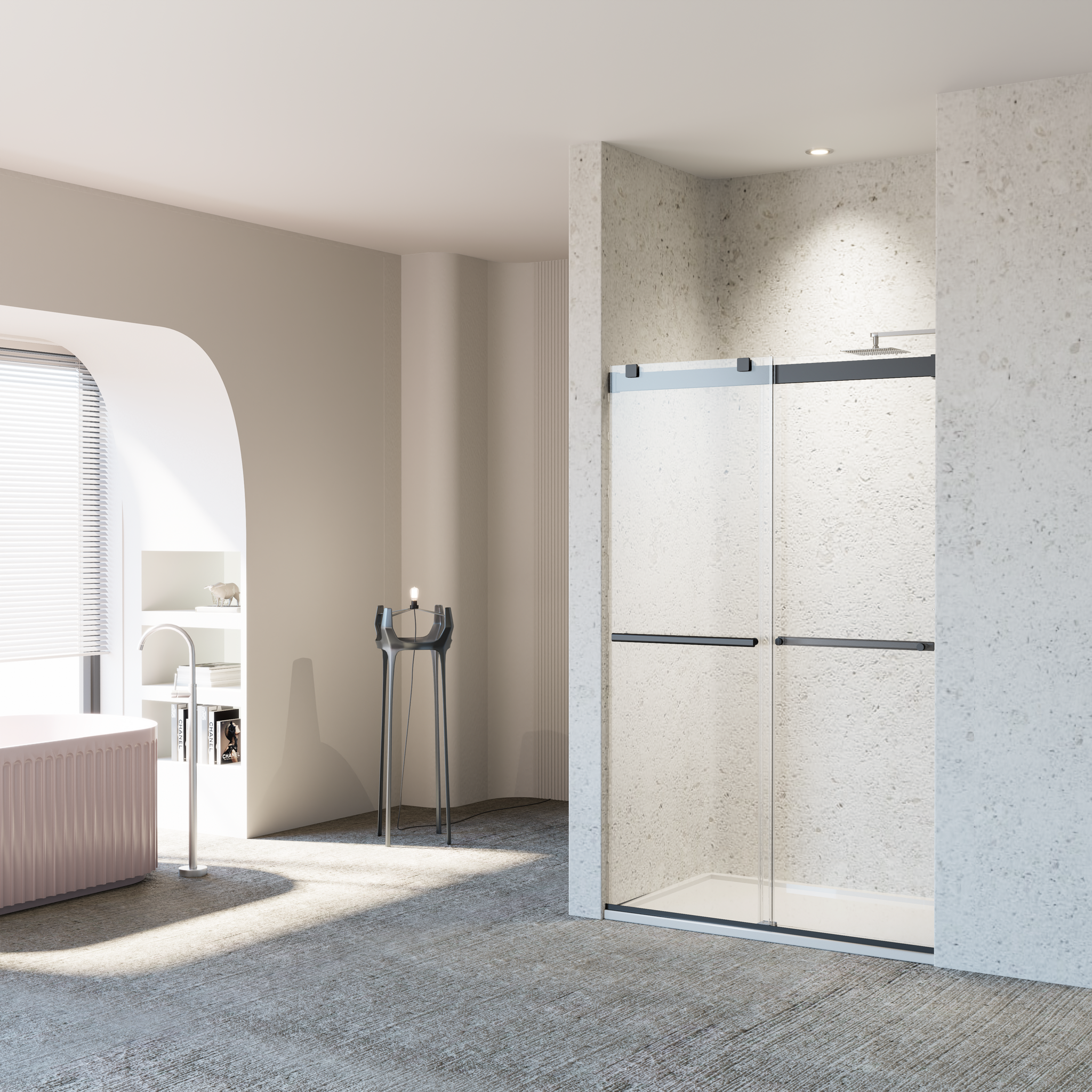 46-48" W x 76" H Frameless Double Sliding Soft-Close Shower Door by HouseOfZazla