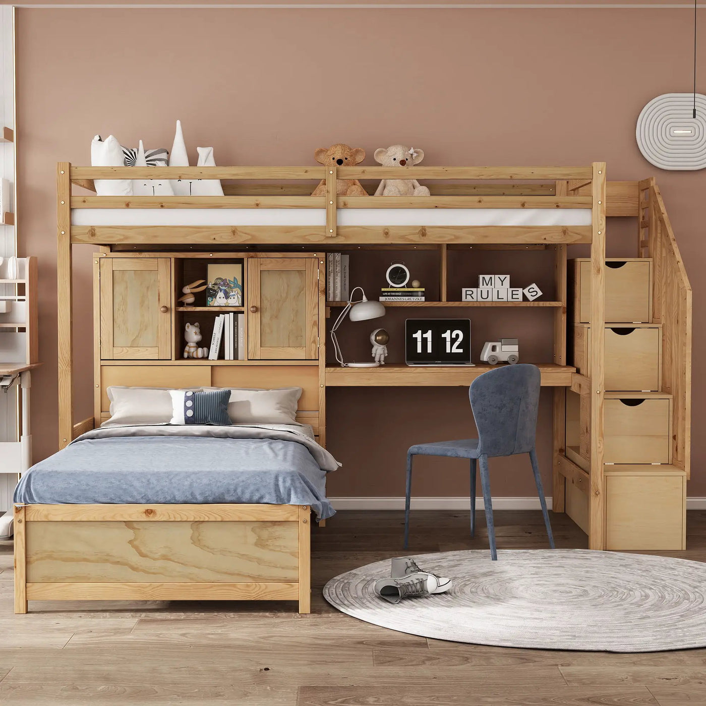 Loft Bed With Built In Desk And Staircase by Unique Piece Furniture