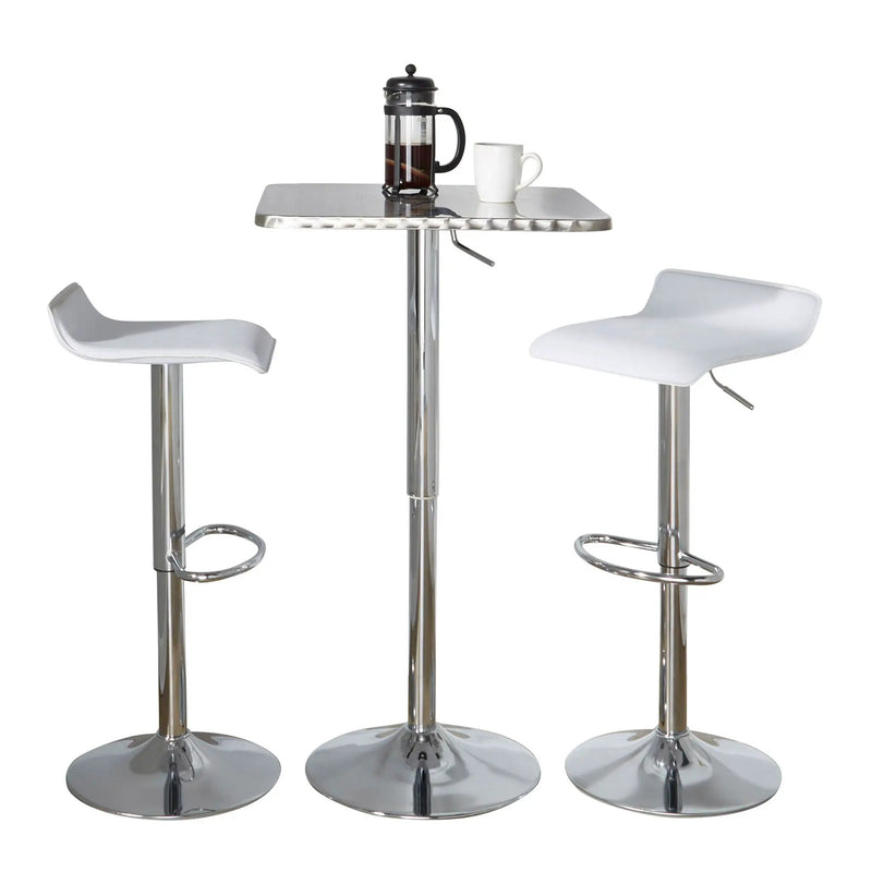 Ale - 3 Piece Bar Set Bistro Square Contemporary Adjustable Oval Footrest by HouseOfZazla