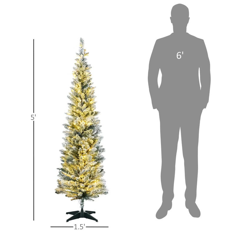 HOMCOM 5' Tall Pre-Lit Slim Noble Fir Artificial Christmas Tree by HouseOfZazla