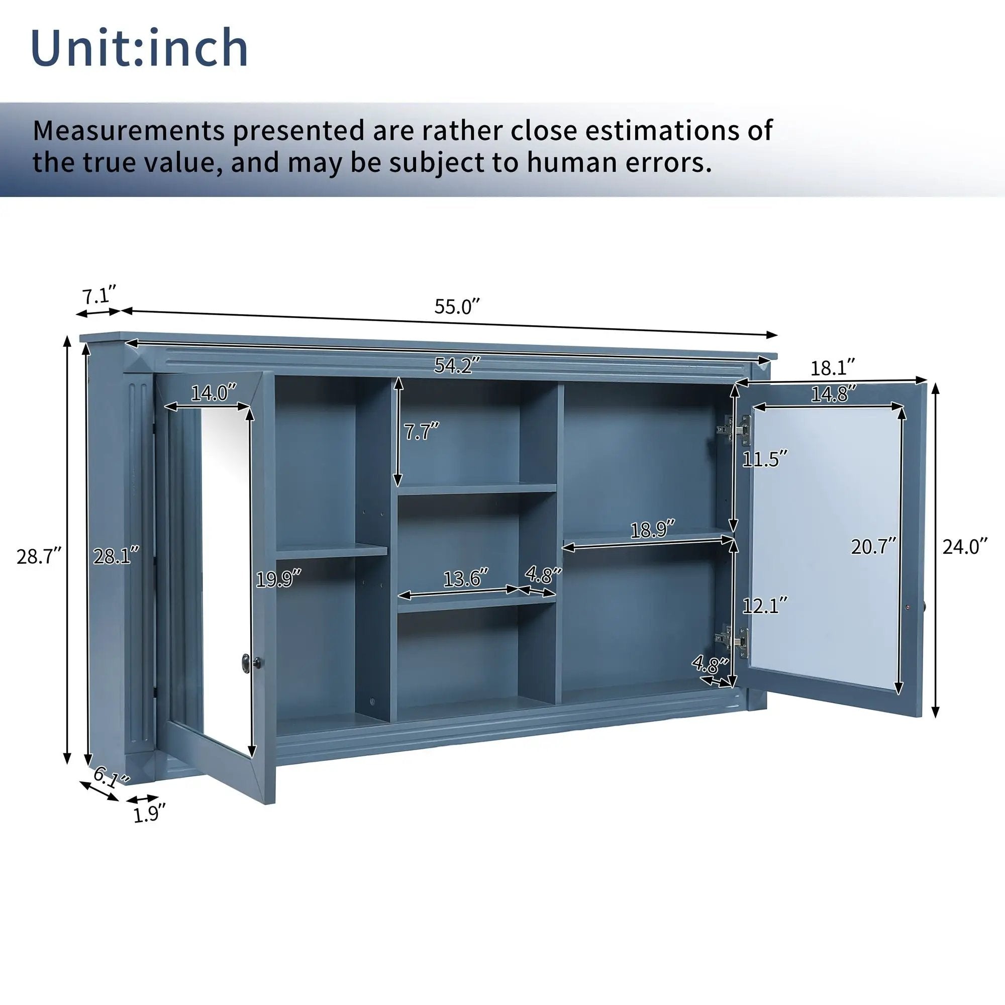 Modern Wall-Mount 2 In 1 Mirror Cabinet With Adjustable Shelves, Soft-Closing Hinges by Unique Piece Furniture