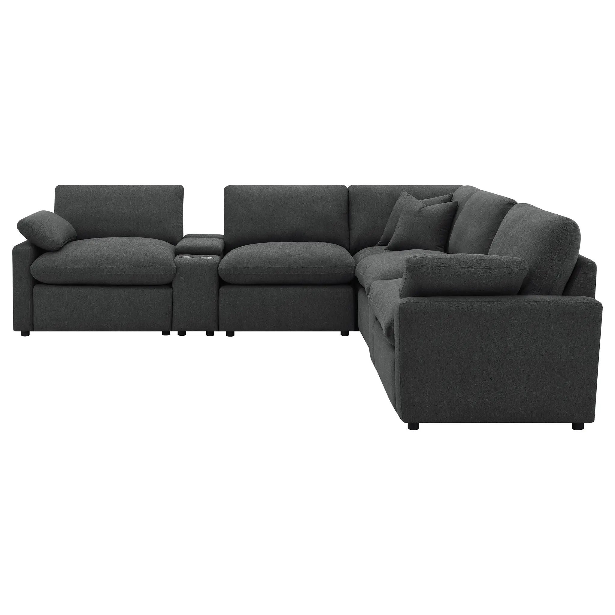 Modular Power Reclining With Lift Top Consoles, 7 Piece Configuration - Dark Gray by HouseOfZazla