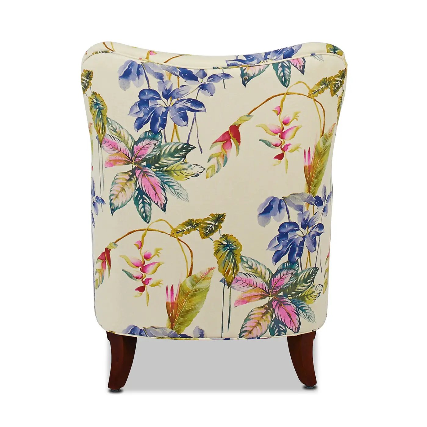 Paradise Upholstered Arm Chair, Off-White/Floral Printed On Cotton by HouseOfZazla