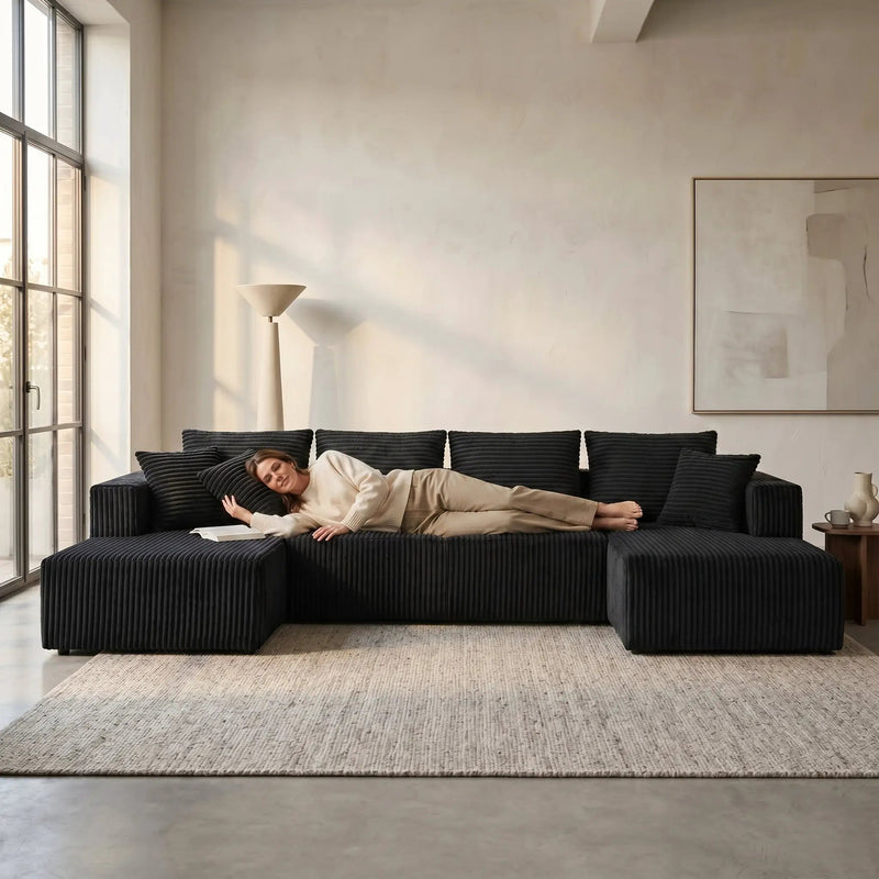 132.1 Inch Modular Sectional Sofa with Double Chaise by HouseOfZazla
