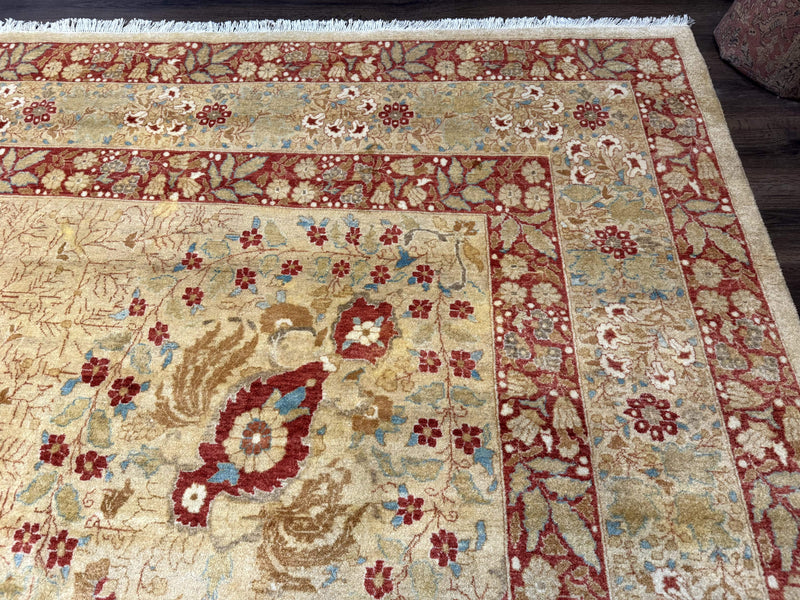 Palace Size Pak Persian Rug 13x17, Haji Jalili Design, Beige and Rust, Wool Hand Knotted, Fine 260 KPSI by Jewel Rugs
