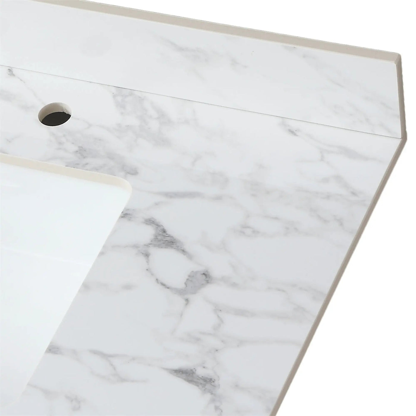 Elegant Sintered Stone Bathroom Vanity Top With Rectangular Undermount Ceramic Sink by HouseOfZazla