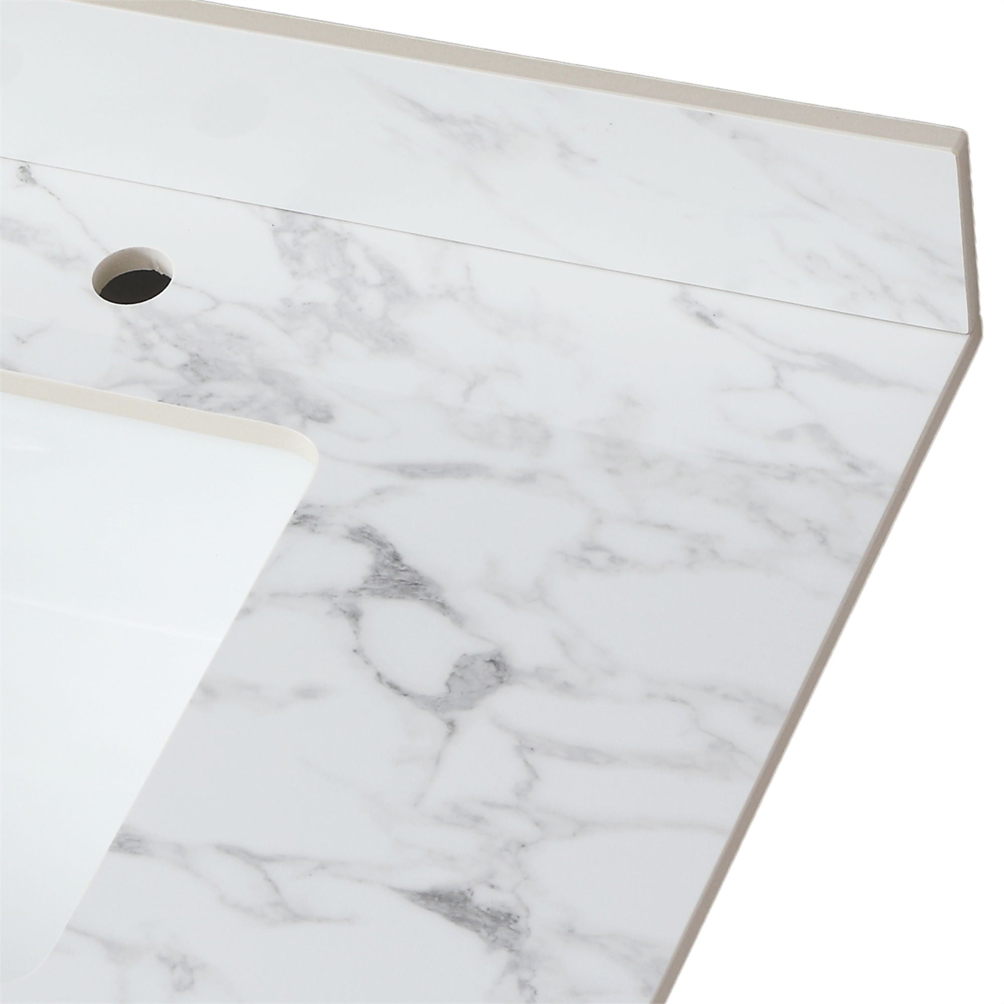 Elegant Sintered Stone Bathroom Vanity Top With Rectangular Undermount Ceramic Sink by HouseOfZazla