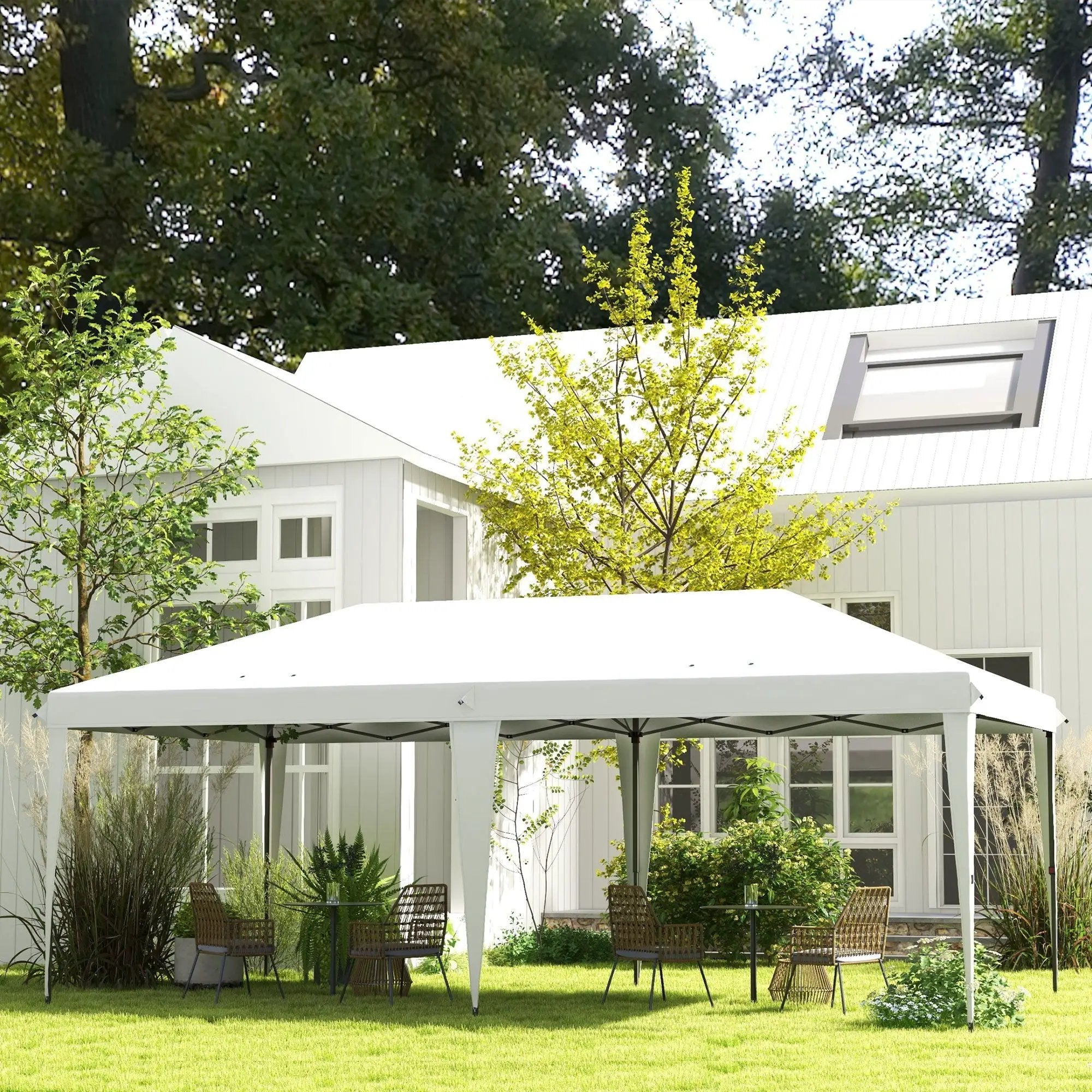 Outsunny - 10' x 19.2' Pop Up Canopy Tent, Heavy Duty Tent For Parties, Outdoor Instant Gazebo Sun Shade Shelter With Carry Bag For Catering, Events, Wedding, Backyard Bbq by Unique Piece Furniture