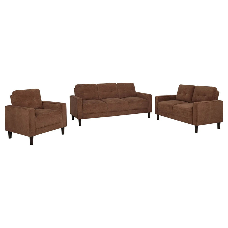 Bowen II 3-piece Fabric Upholstered Track Arm Sofa Set Rust by Unique Piece Furniture