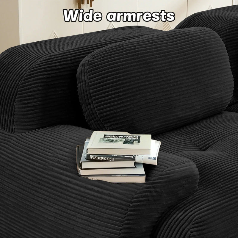 U-Shaped Modular Sofa with Breathable Corduroy Fabric by HouseOfZazla