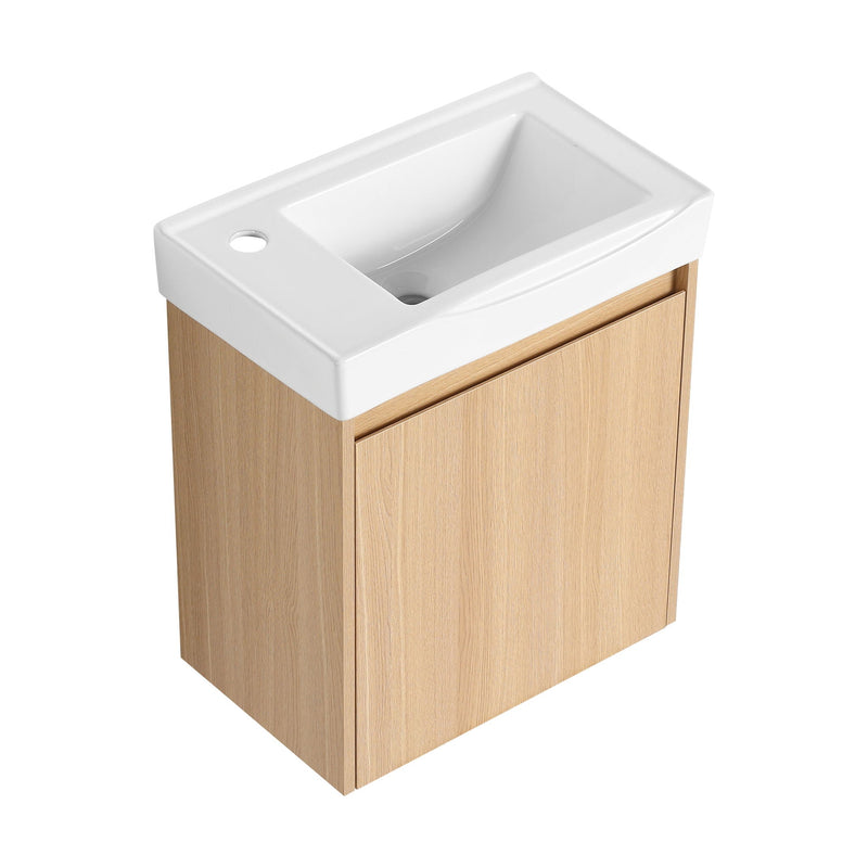 Modern Bathroom Vanity With Ceramic Basin, Wall Mounted Floating Sink Combo, Storage Cabinet by HouseOfZazla