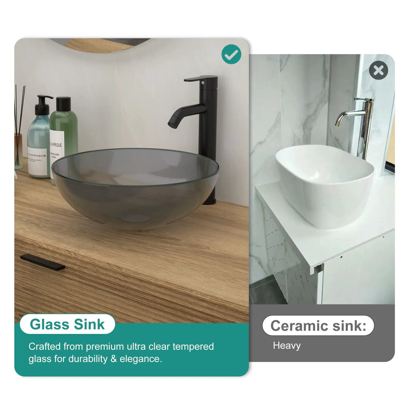 Artistic Tempered Glass Vessel Sink With Pop Up Drain by HouseOfZazla