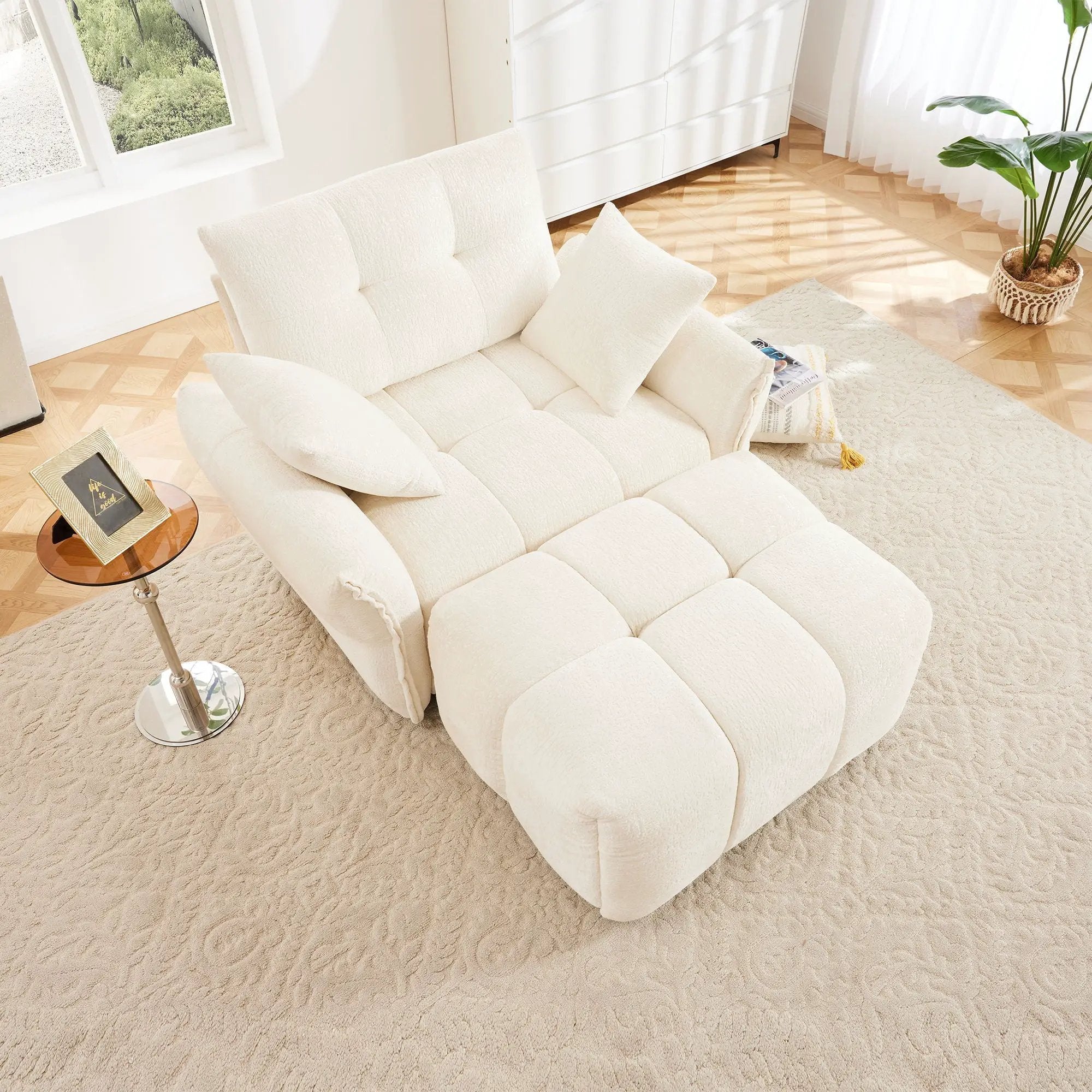 Ergonomic Single Seater Sofa With Ottoman, High Resilience Support Cushions by Unique Piece Furniture