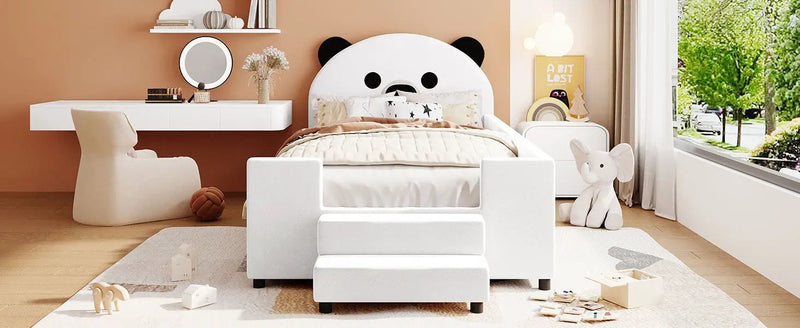 Upholstered Daybed With Bear Shaped Headboard, Hydraulic System And Breathable Fence by HouseOfZazla