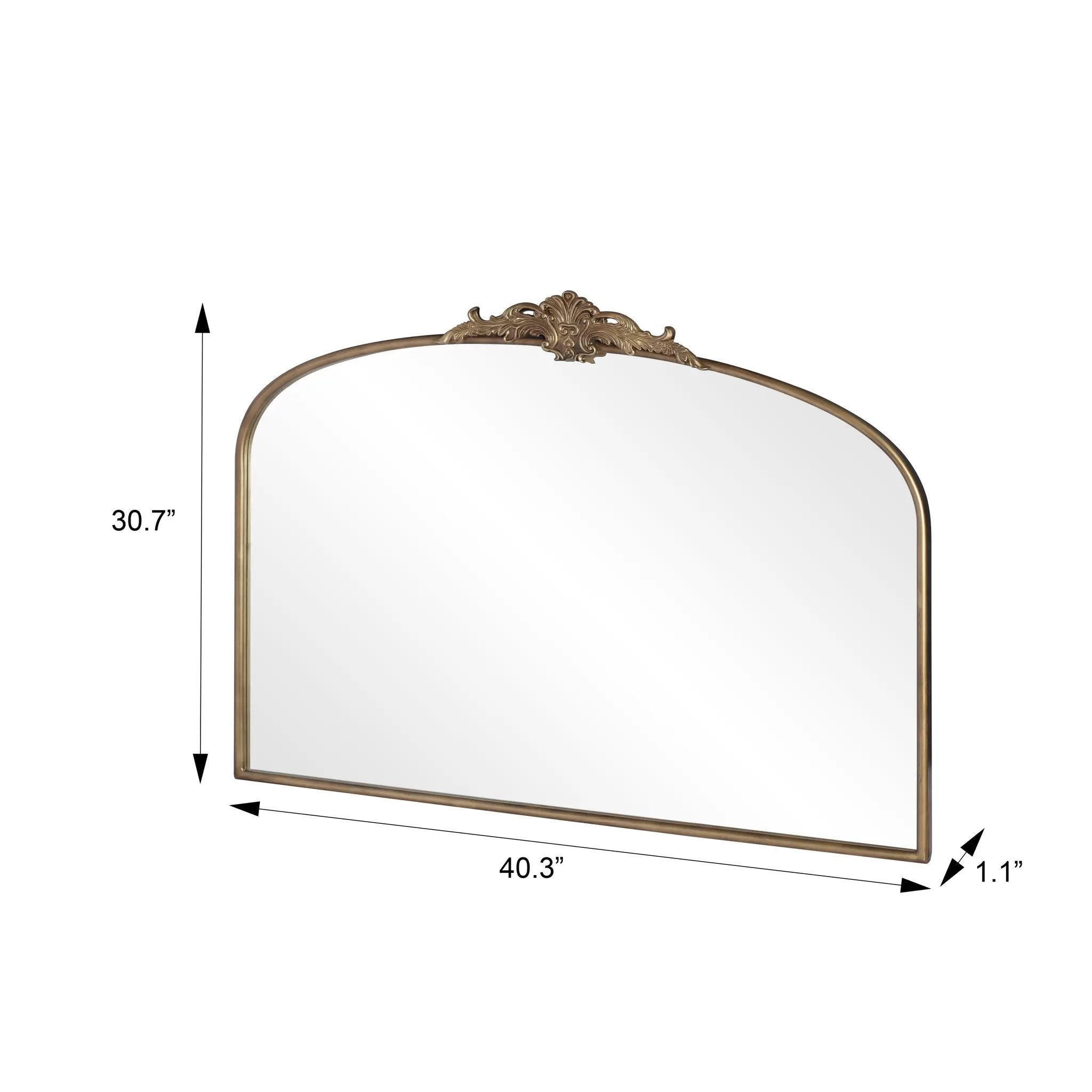 Vintage Arched Gold Mirror: 40'x30' Antique Brass Frame by HouseOfZazla