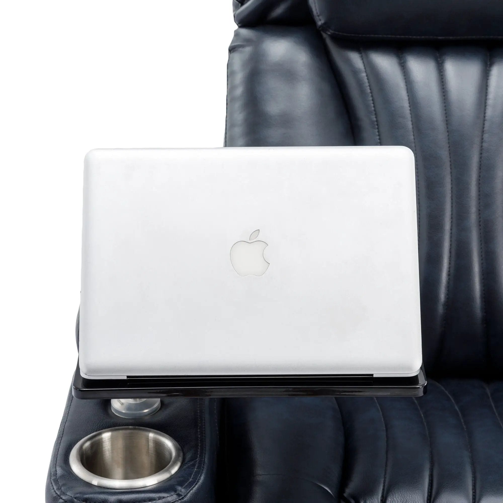 270° Power Swivel Recliner Home Theater Chair With Hidden Arm Storage, LED Light, Cup Holder, And Tray Table by HouseOfZazla