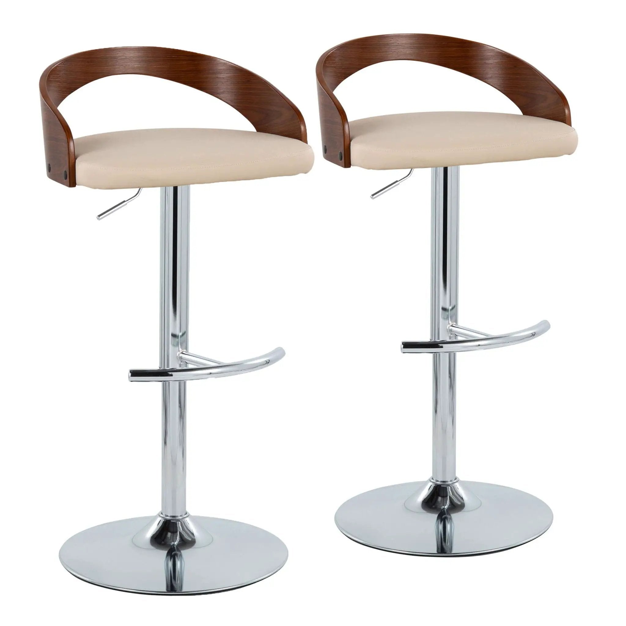 Grotto - Contemporary Adjustable Barstool & Swivel With Rounded T Footrest (Set of 2) by Unique Piece Furniture