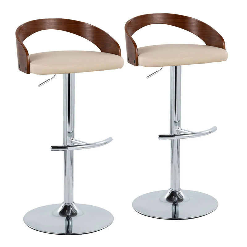 Grotto - Contemporary Adjustable Barstool & Swivel With Rounded T Footrest (Set of 2) by Unique Piece Furniture