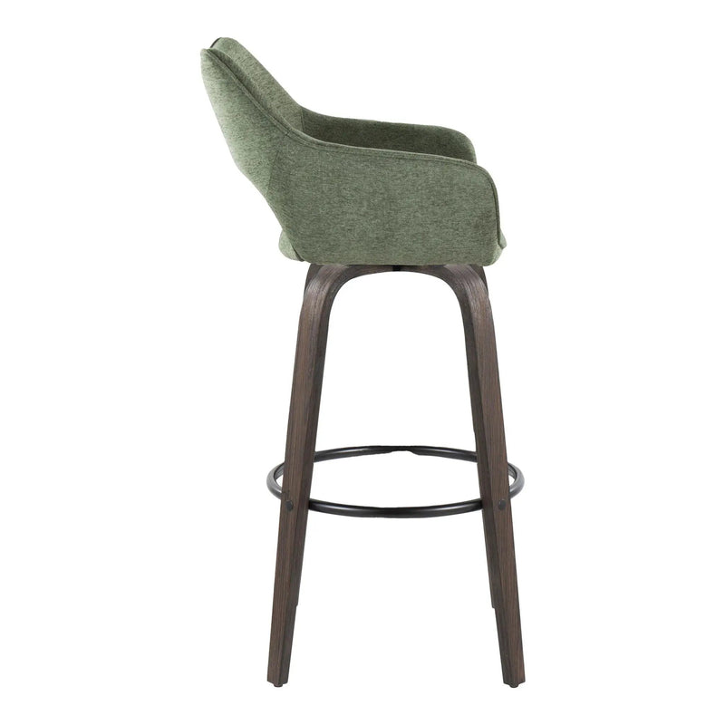Mustang - Contemporary Fixed Height Barstool With Swivel With Round Footrest (Set of 2) by HouseOfZazla