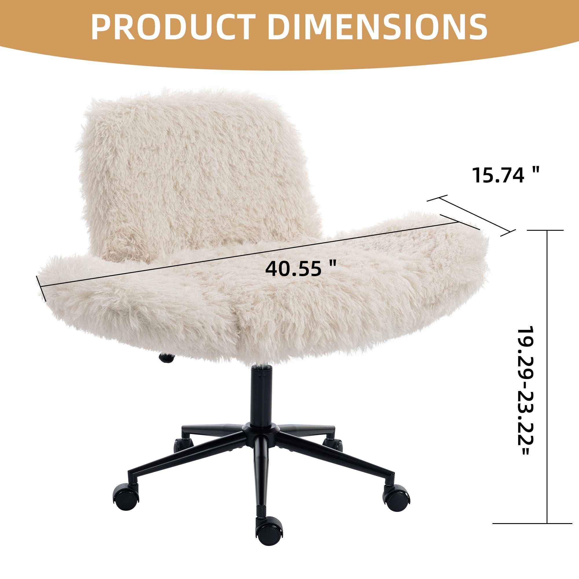 Swivel Chair With Adjustable Armrests And Wheels For Home Office - Beige by HouseOfZazla