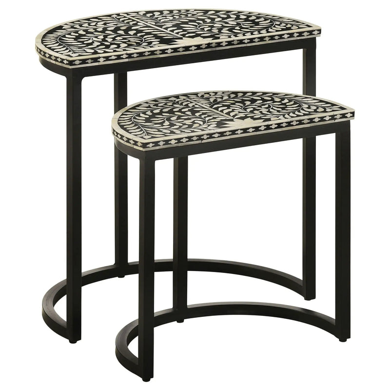Allura - 2 Piece Demilune Nesting Table Set - Black by HouseOfZazla