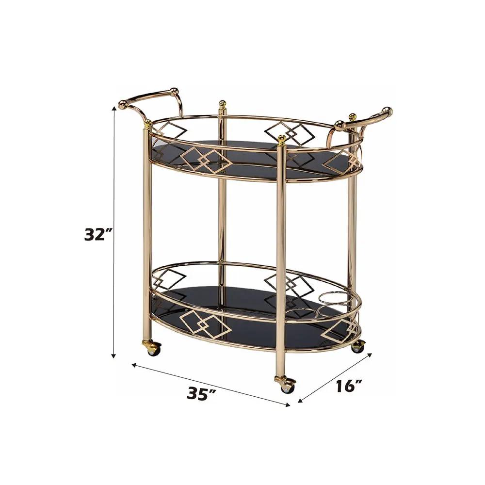 Ottesen - Serving Cart - Black Glass & Gold by Unique Piece Furniture