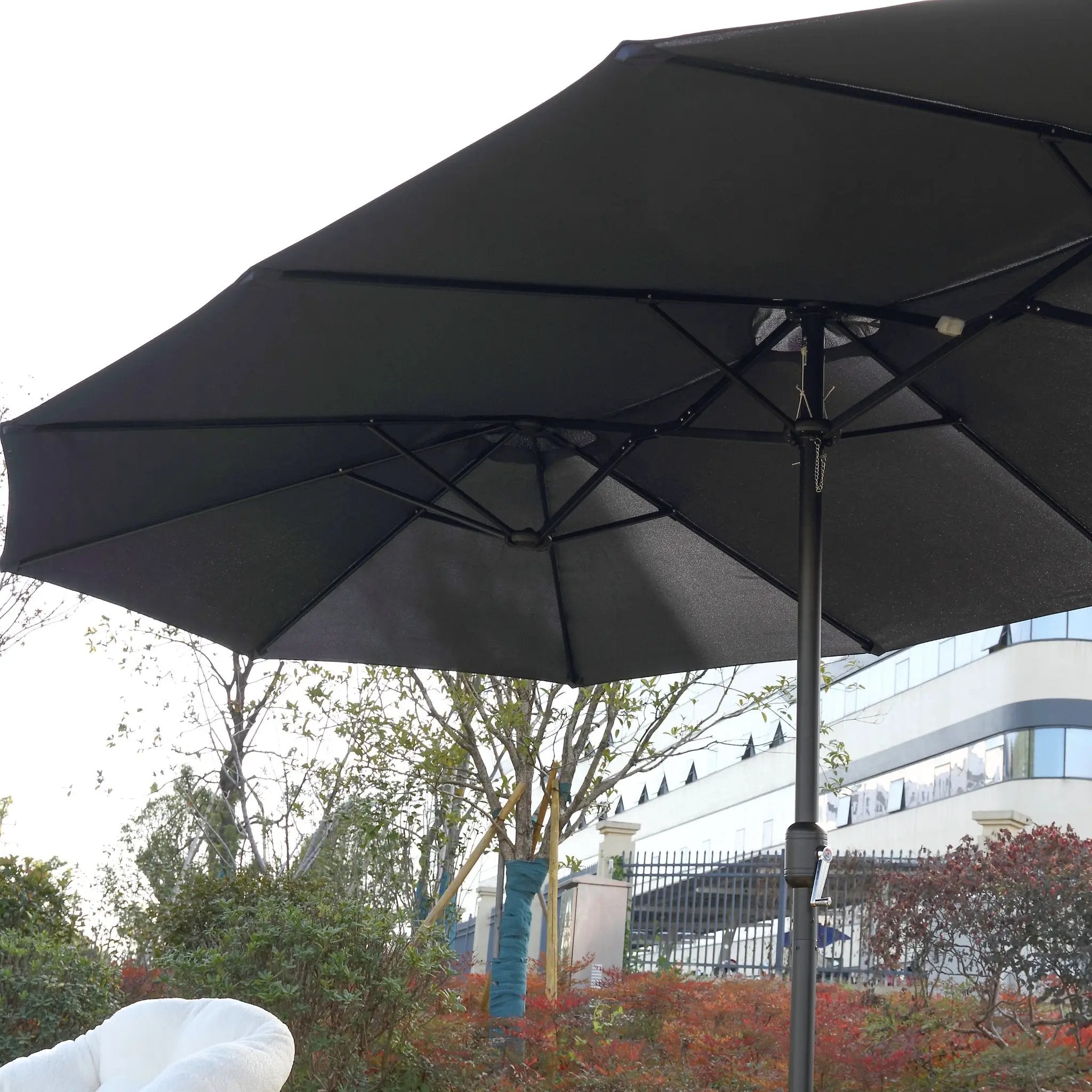 14.8 Ft Double Sided Outdoor Umbrella Rectangular Large with Crank (Navy Blue) (No Base) by HouseOfZazla