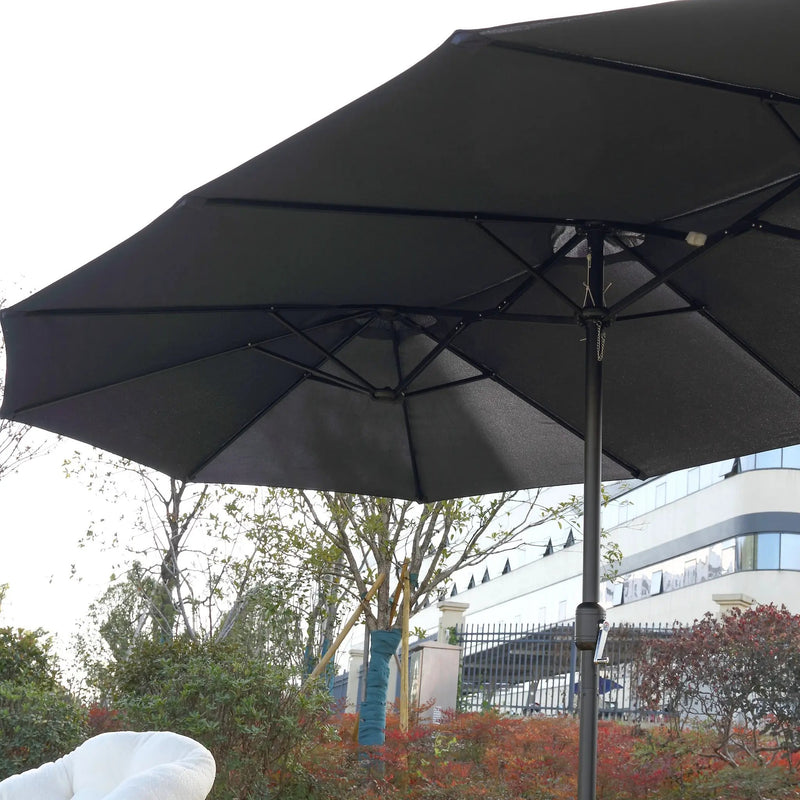 14.8 Ft Double Sided Outdoor Umbrella Rectangular Large with Crank (Navy Blue) (No Base) by HouseOfZazla